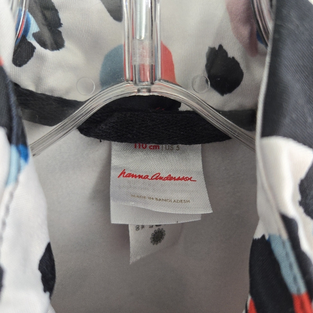 Hanna Andersson Black And White Colorful Leopard Print Track Jacket Size 5 - Picture 2 of 5